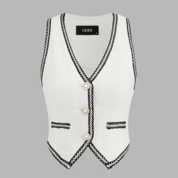 NWT Cider White & Black Tweed Vest + Pants Set - Picture 1 of 3